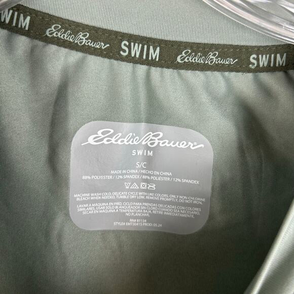 Eddie Bauer Men's Swim Rash Guard Shirt Size Small Green Short Sleeve - Picture 3 of 5